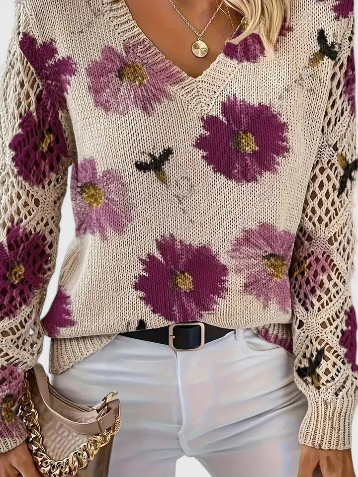 Mabel - Elegant Floral Sweater