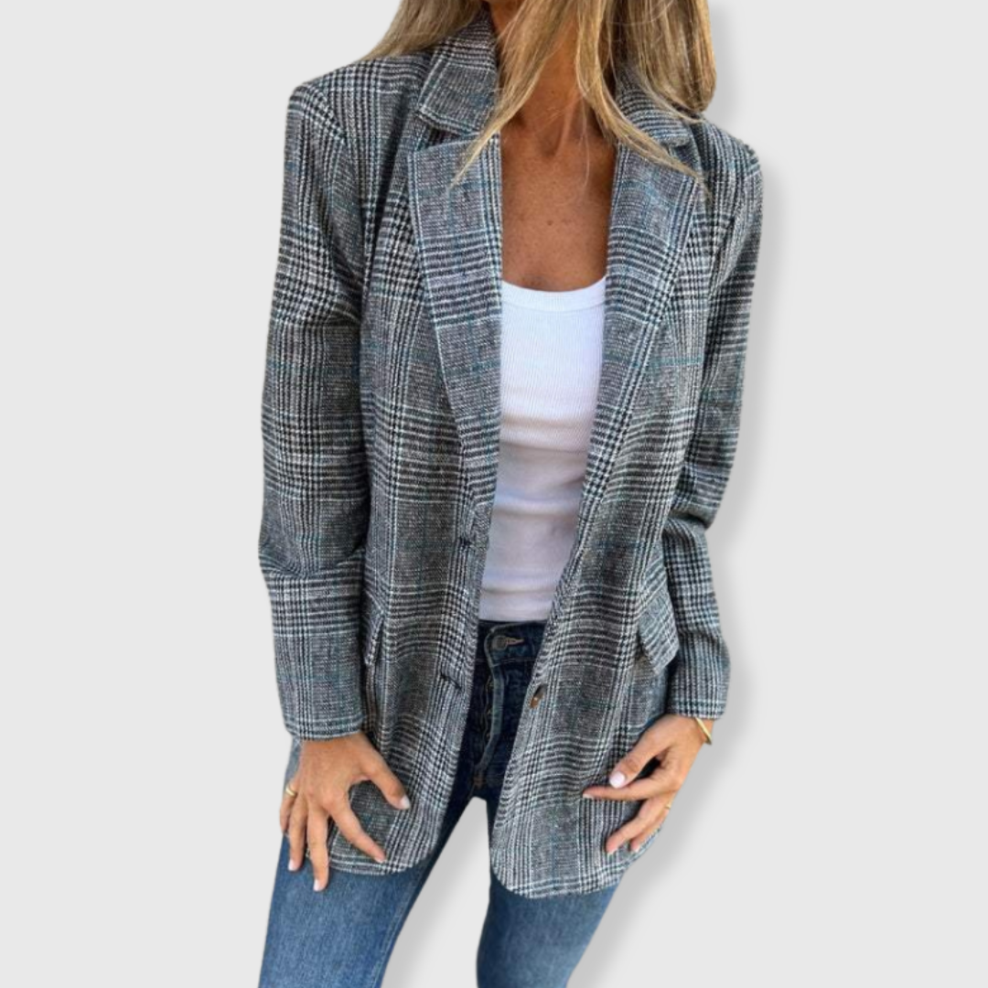 Adaline - Elegant Blazer with Check Pattern