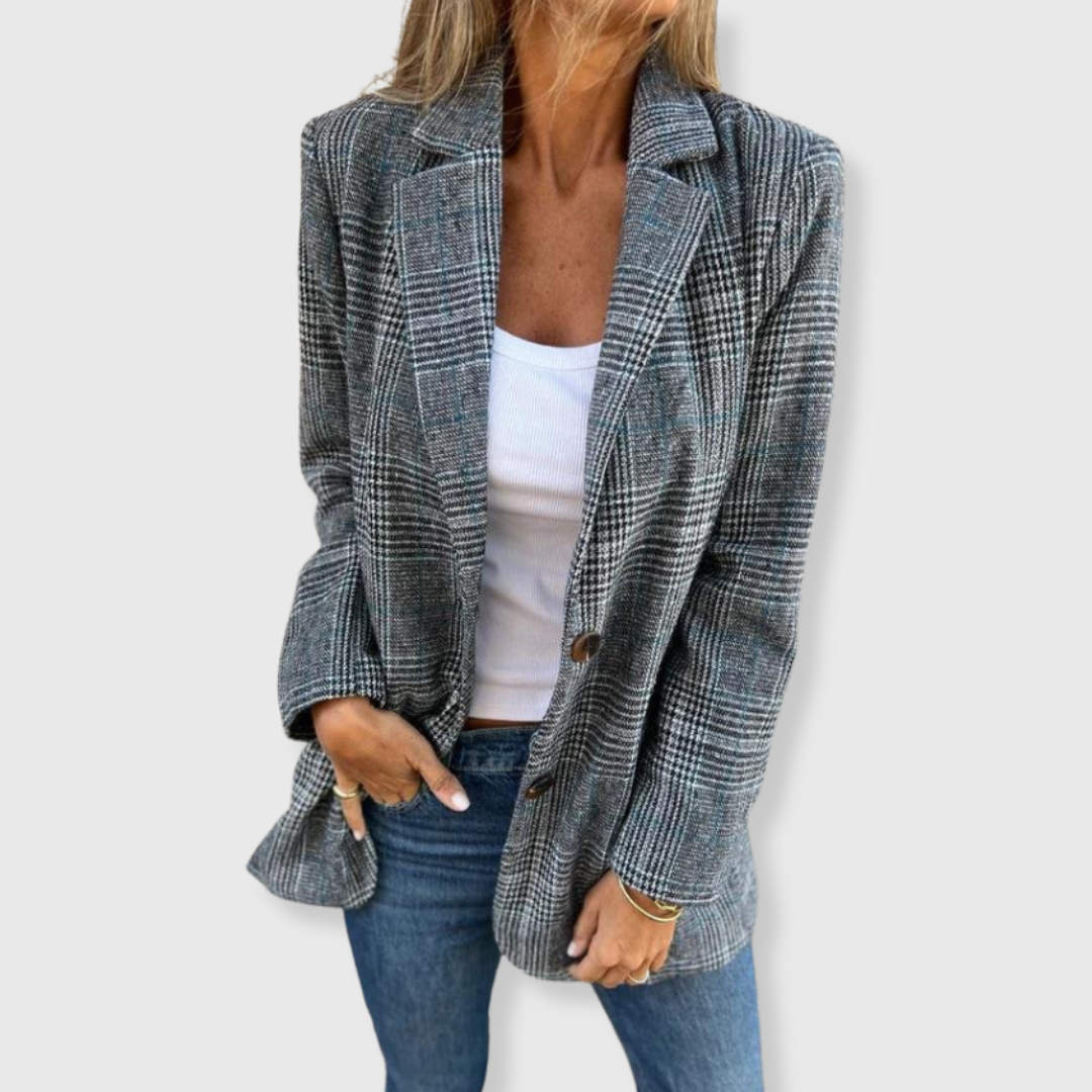 Adaline - Elegant Blazer with Check Pattern