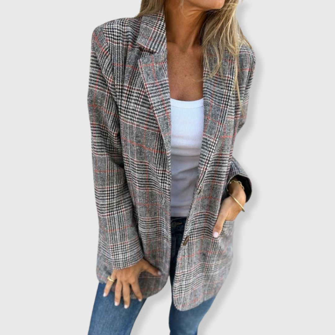 Adaline - Elegant Blazer with Check Pattern