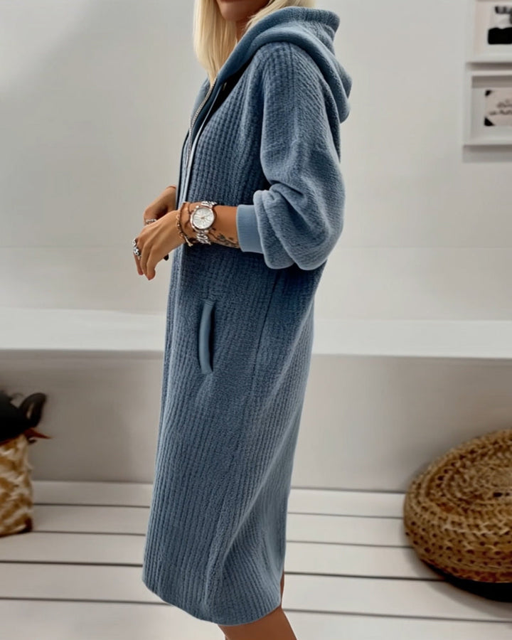 Luna - Hooded Honeycomb Dress with Pockets