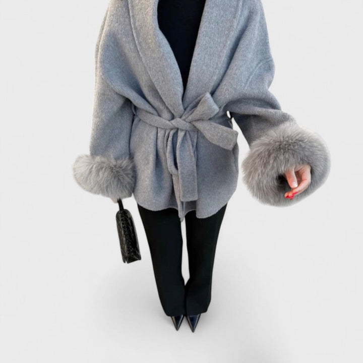 Leah – Elegant coat with Vegan Fur Details