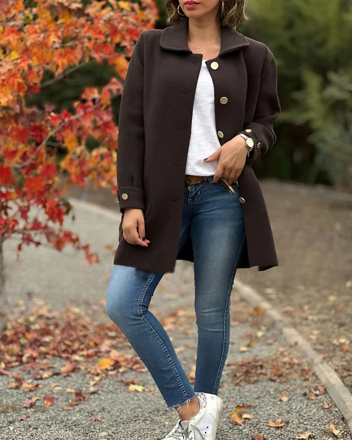 Mona - Classic Oversized Coat with Bow Details