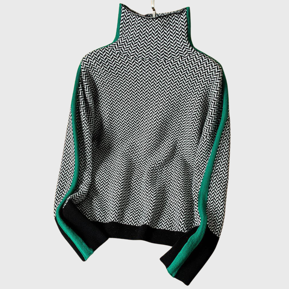 Cleo - Cozy Striped Turtleneck Sweater