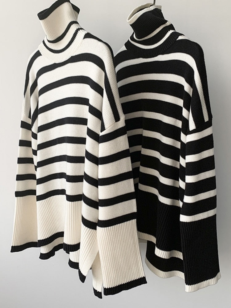 Melina - Oversized Stripe Knit Sweater