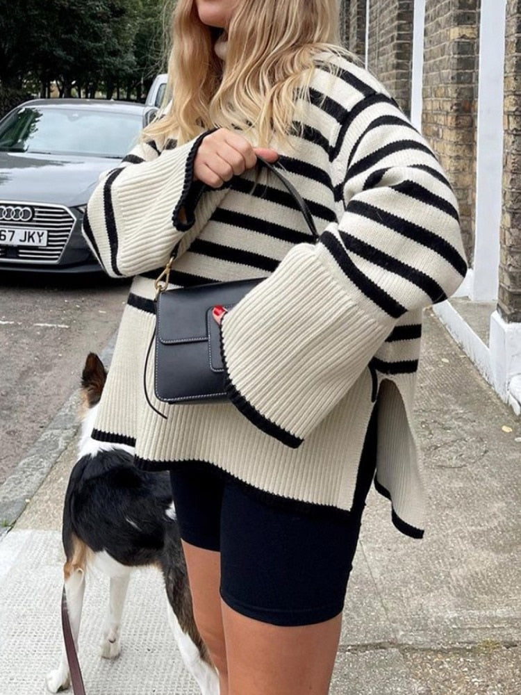 Melina - Oversized Stripe Knit Sweater