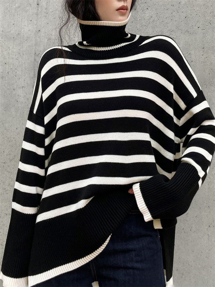 Melina - Oversized Stripe Knit Sweater