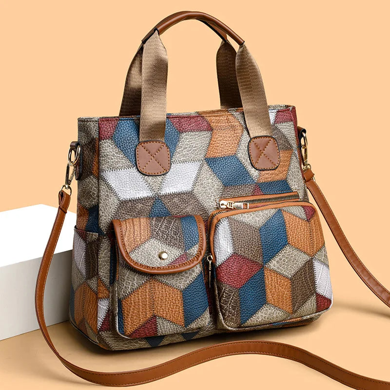 Mackenzie - Leather Handbag in Mosaic Style