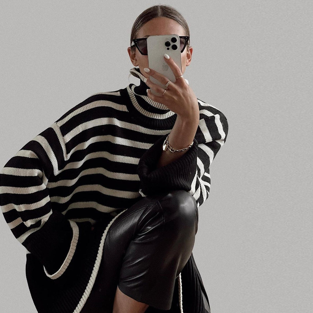 Melina - Oversized Stripe Knit Sweater
