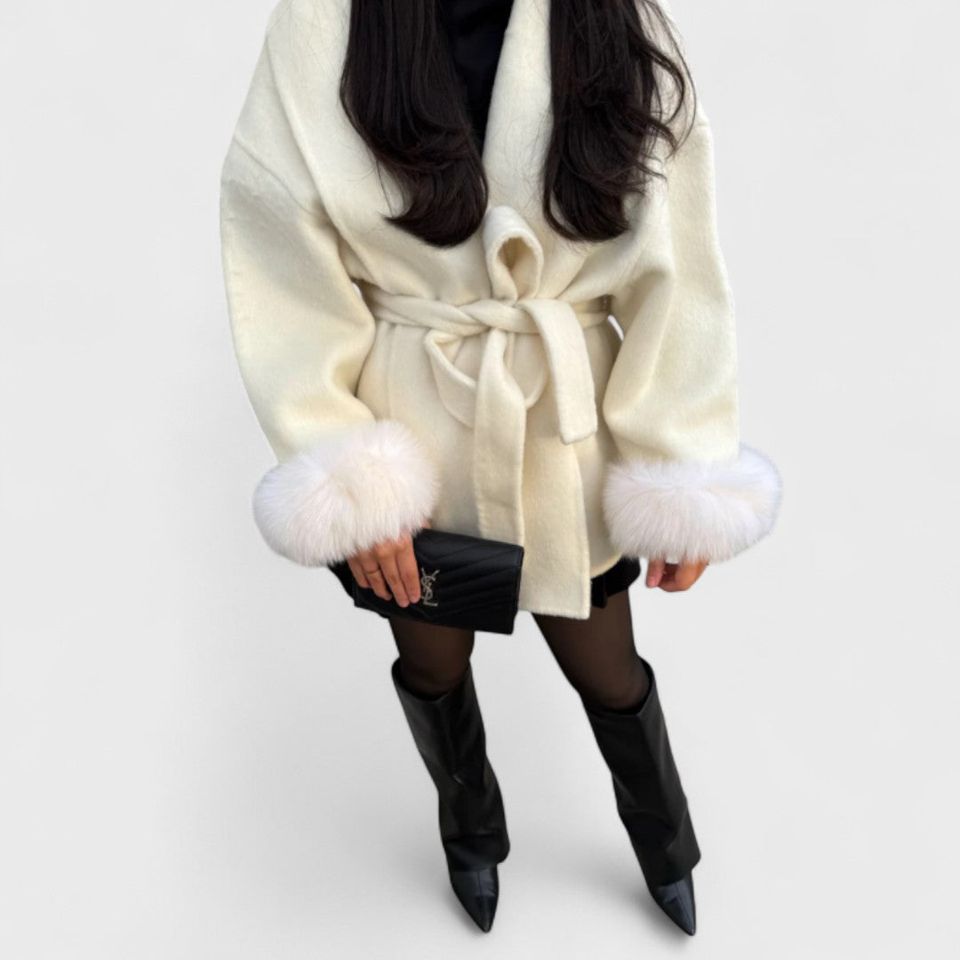 Leah – Elegant coat with Vegan Fur Details