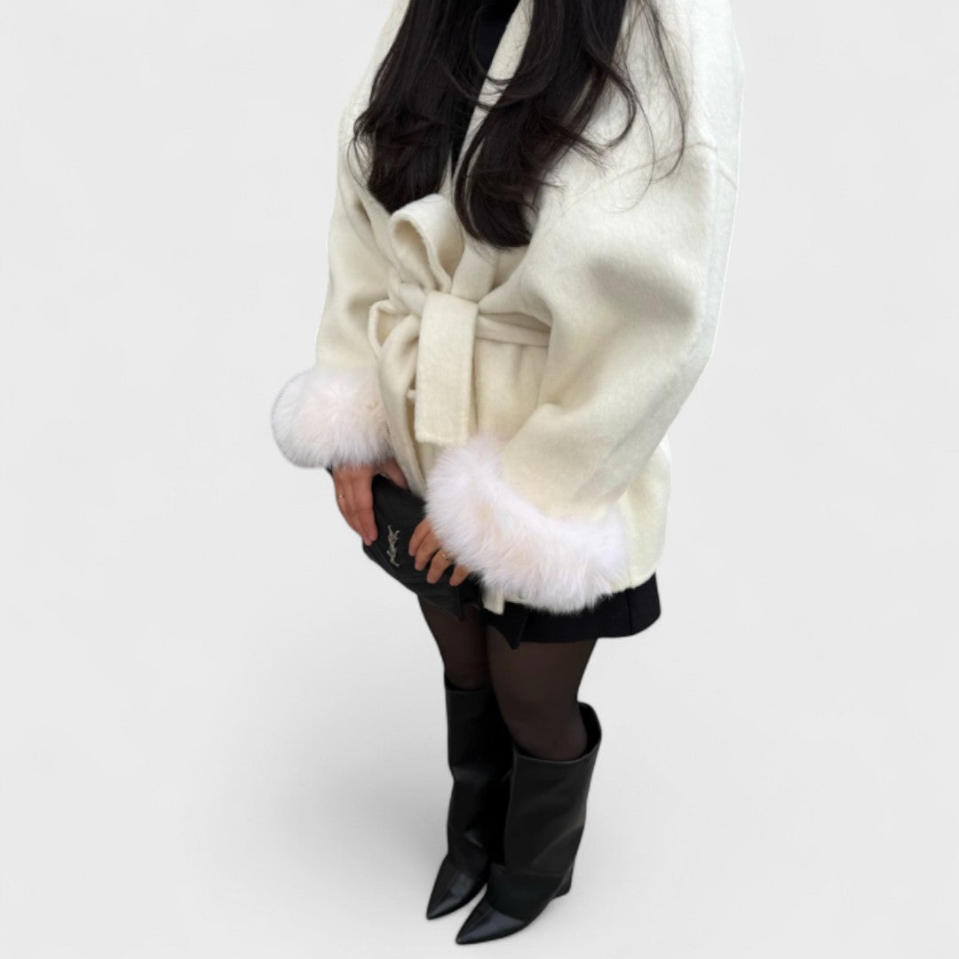 Leah – Elegant coat with Vegan Fur Details