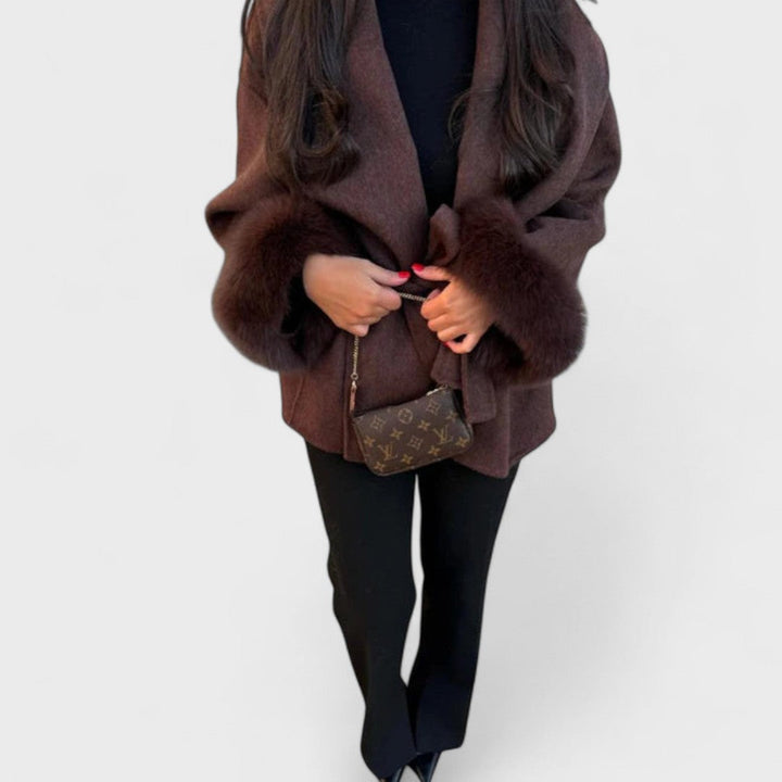 Leah – Elegant coat with Vegan Fur Details
