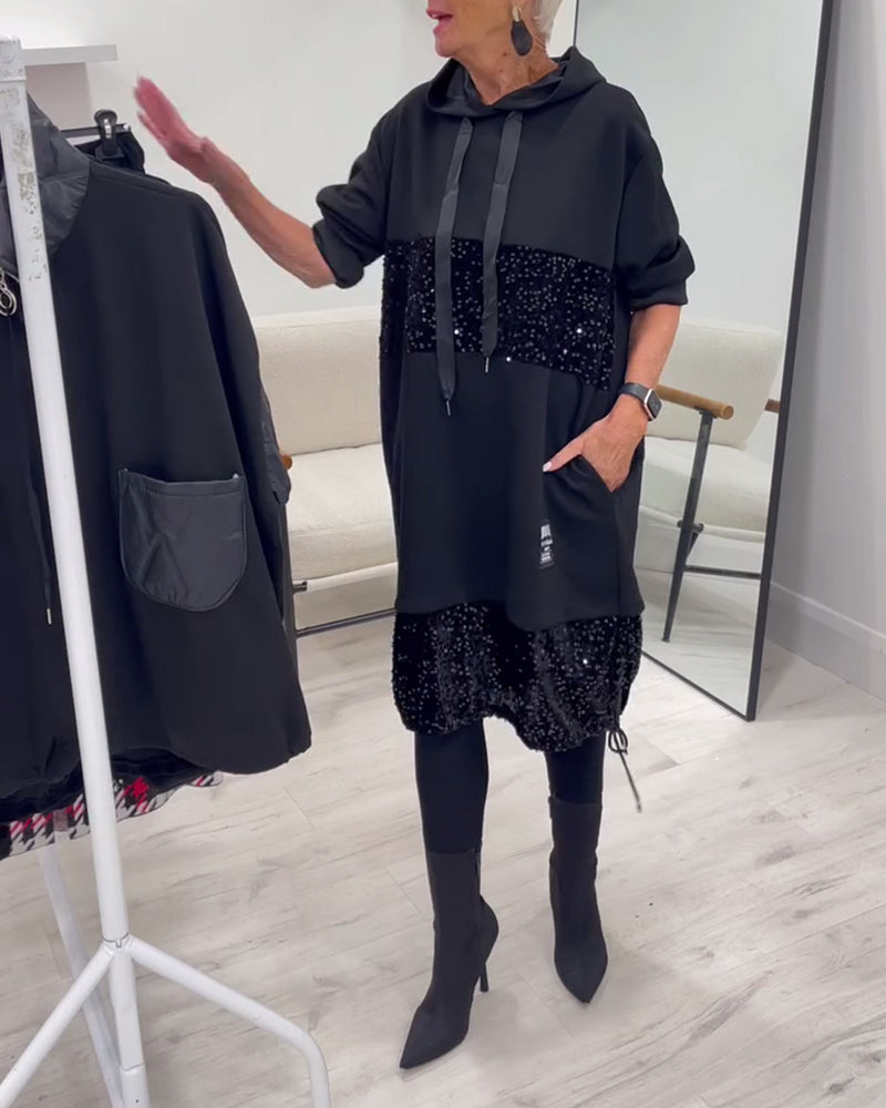 Ellis - Cozy Patchwork Hoodie Dress