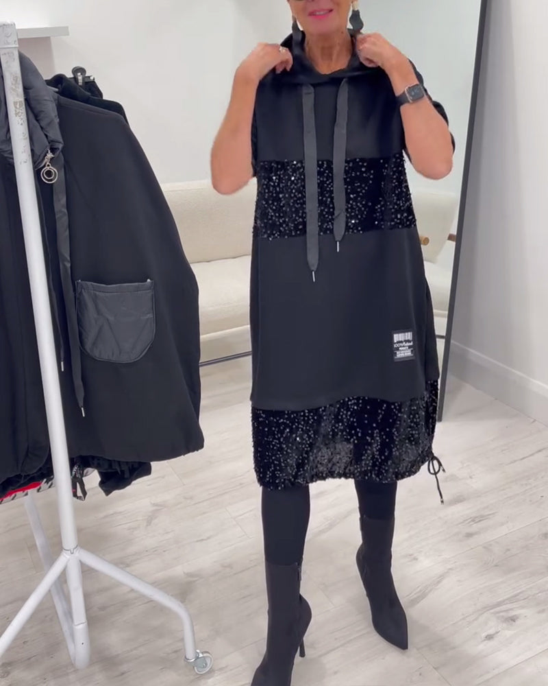 Ellis - Cozy Patchwork Hoodie Dress
