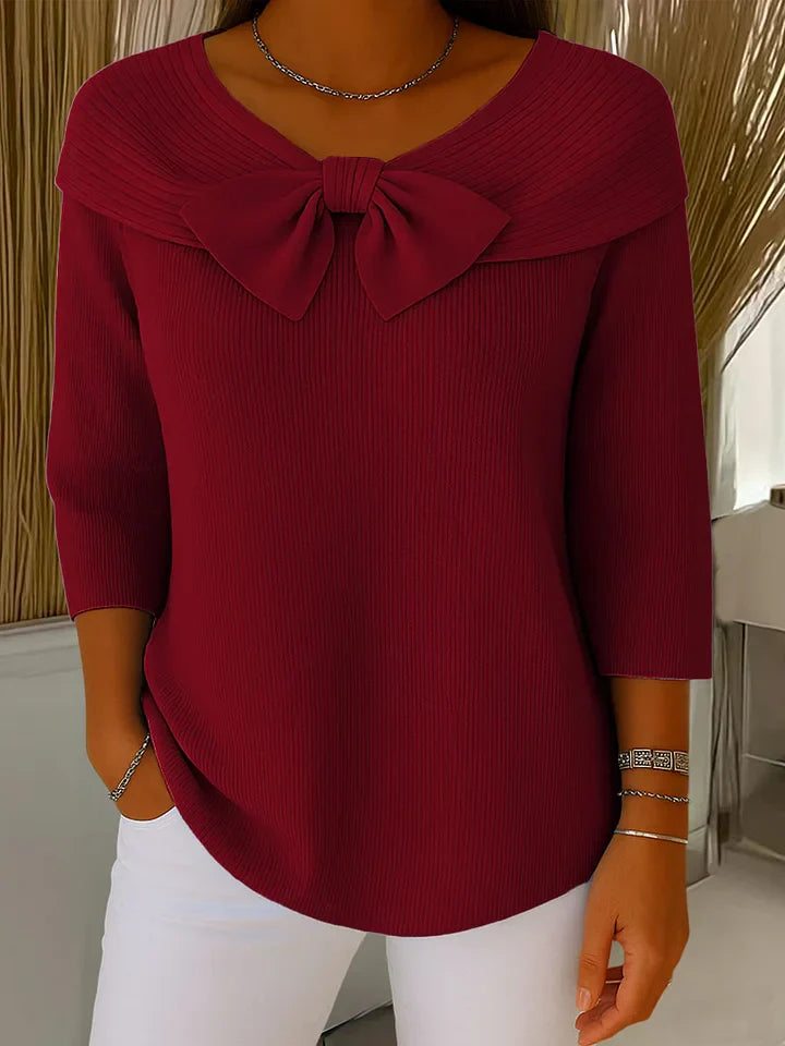 Soraya – Women’s Round Neck Sweater with Bow Detail