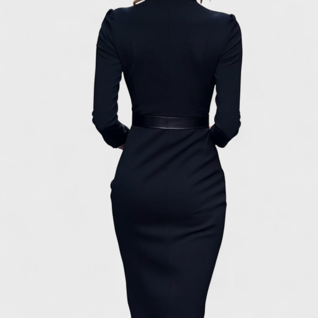 Beatrice - Elegant Stand Collar V-Neck Dress