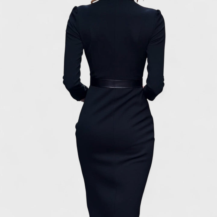 Beatrice - Elegant Stand Collar V-Neck Dress