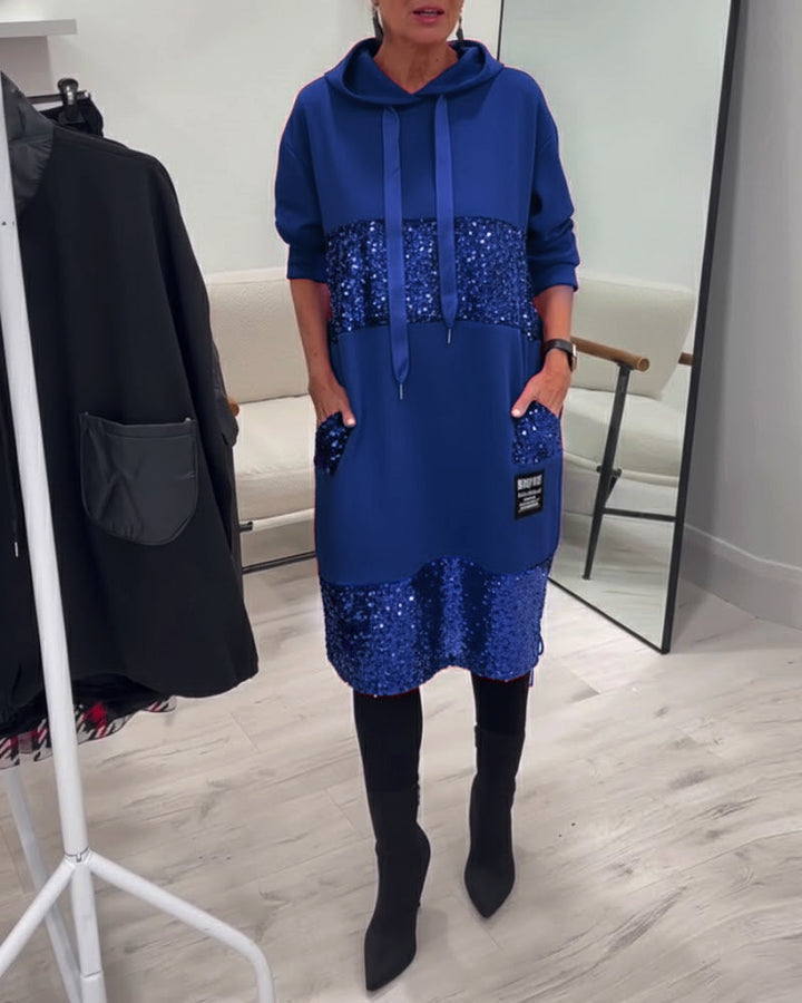 Ellis - Cozy Patchwork Hoodie Dress