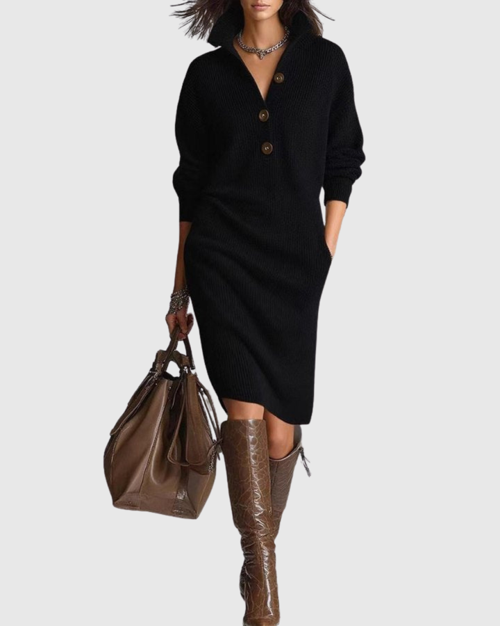 Arianell - Warm Knit Midi Dress, Elegant and Comfortable
