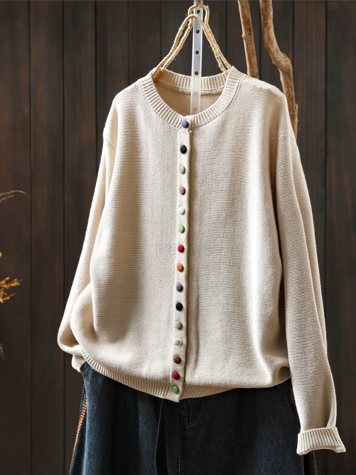 Ellen - Colored Button Cardigan