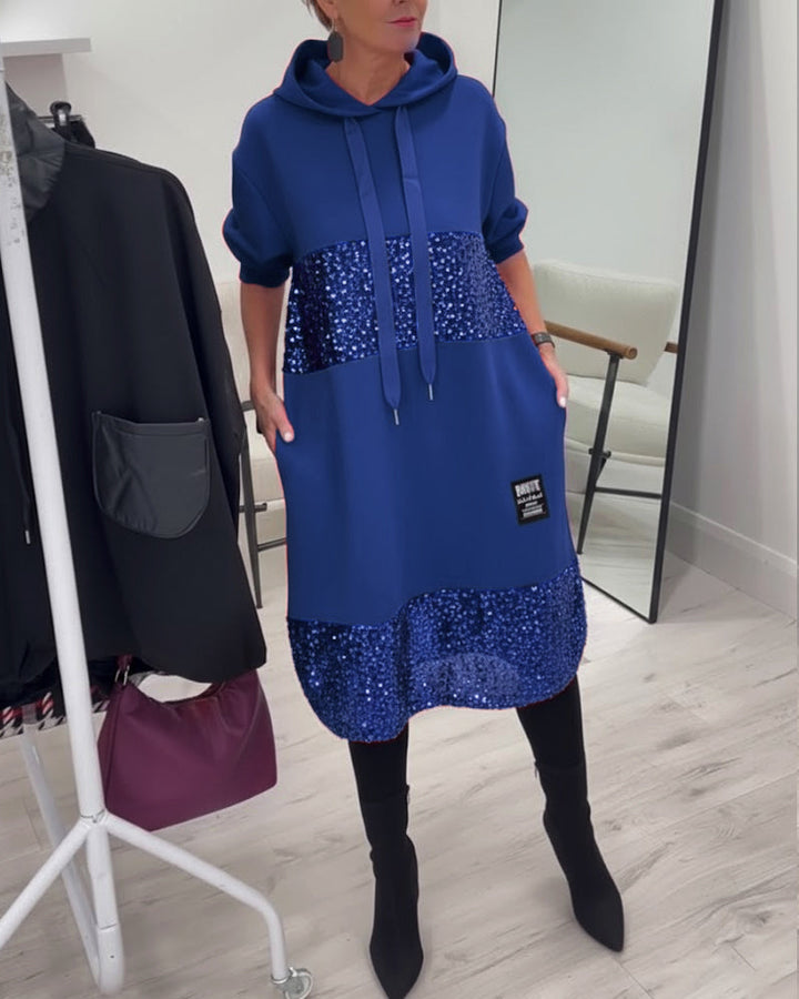 Ellis - Cozy Patchwork Hoodie Dress
