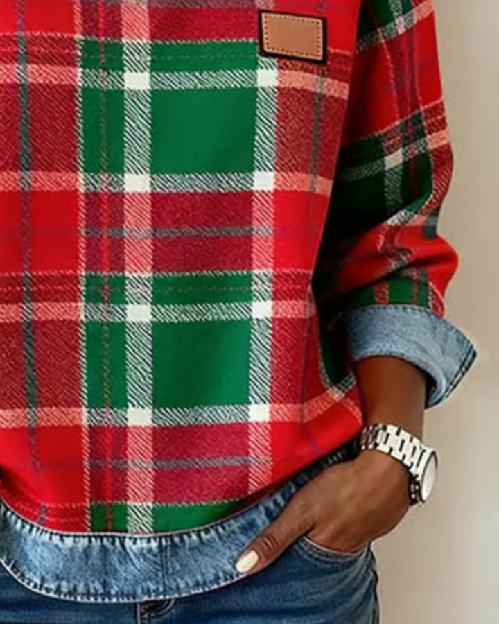 Avery - Plaid Denim Sweater
