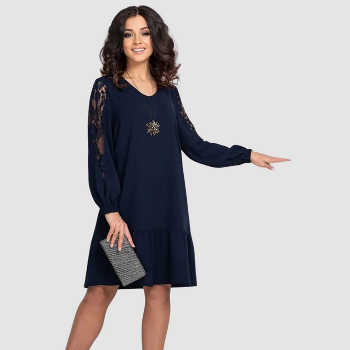 Lowri Quinn - Lace-Sleeve Midi Dress