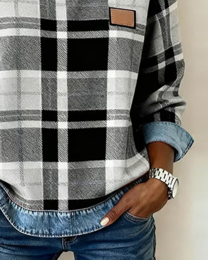 Avery - Plaid Denim Sweater