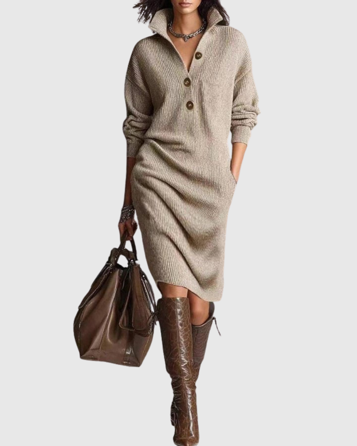 Arianell - Warm Knit Midi Dress, Elegant and Comfortable