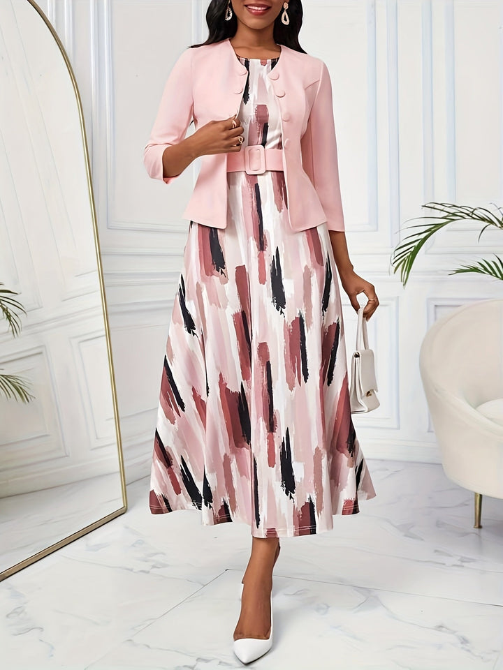 Shannon - Printed Belted Two-Piece Set