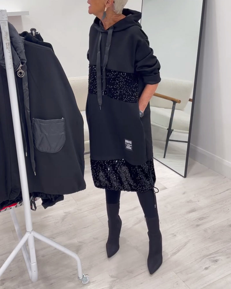 Ellis - Cozy Patchwork Hoodie Dress