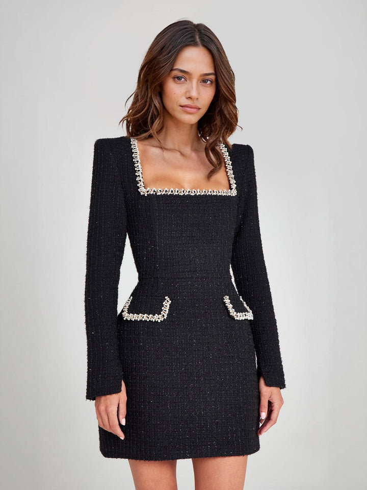 Zyra -Tweed Dress with Square Neckline