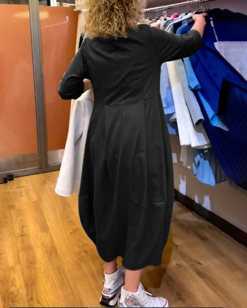 Veronica - Elegant Dress with Round Neck and 3/4 Sleeves