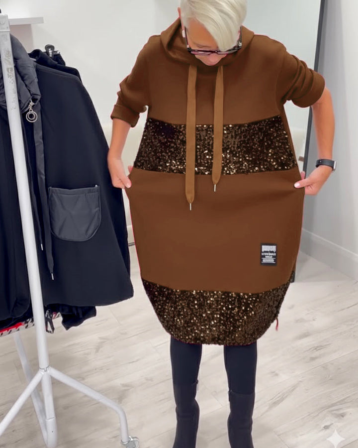 Ellis - Cozy Patchwork Hoodie Dress