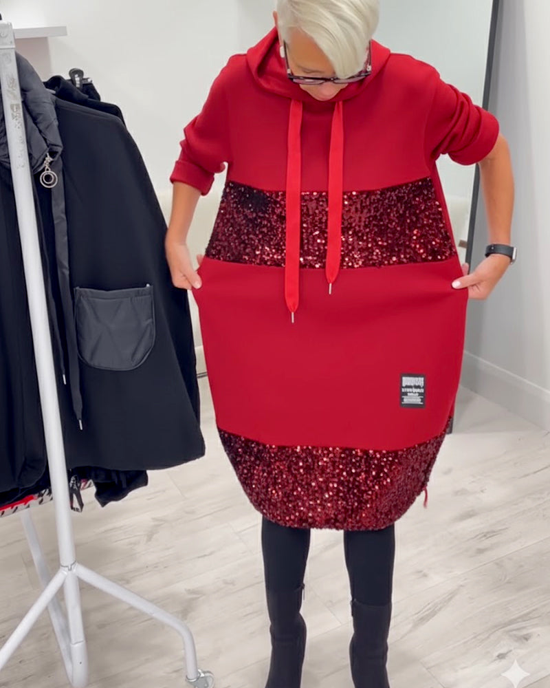 Ellis - Cozy Patchwork Hoodie Dress