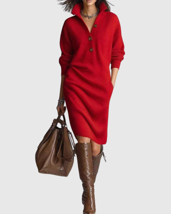Arianell - Warm Knit Midi Dress, Elegant and Comfortable