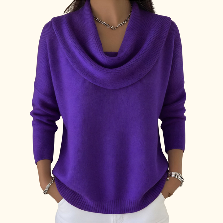 Daphne - Drape Neck Pullover Sweater