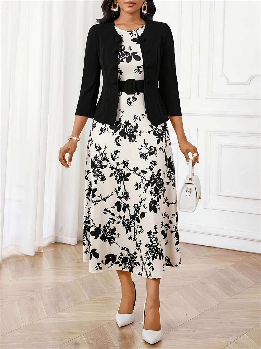 Shannon - Printed Belted Two-Piece Set