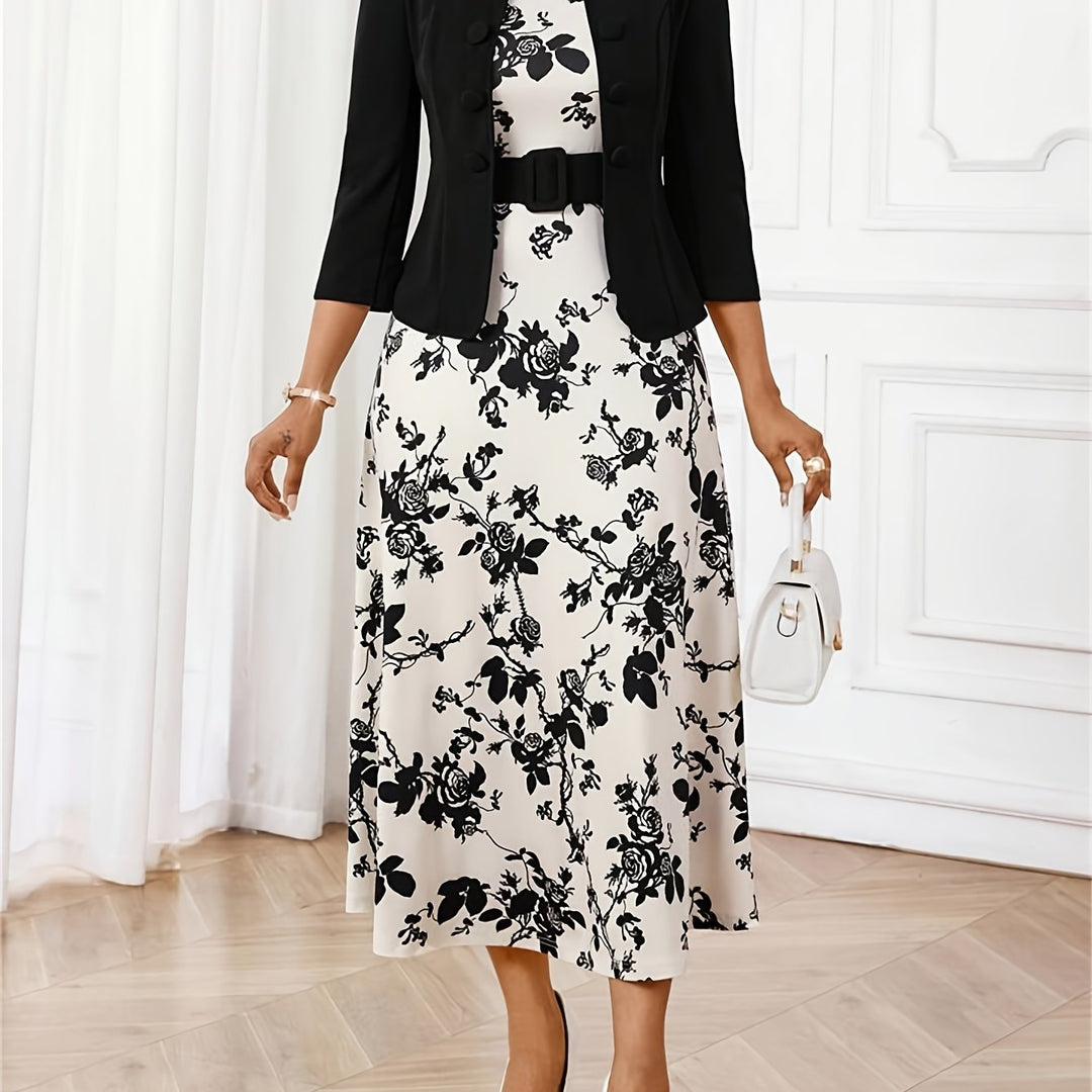 Shannon - Printed Belted Two-Piece Set