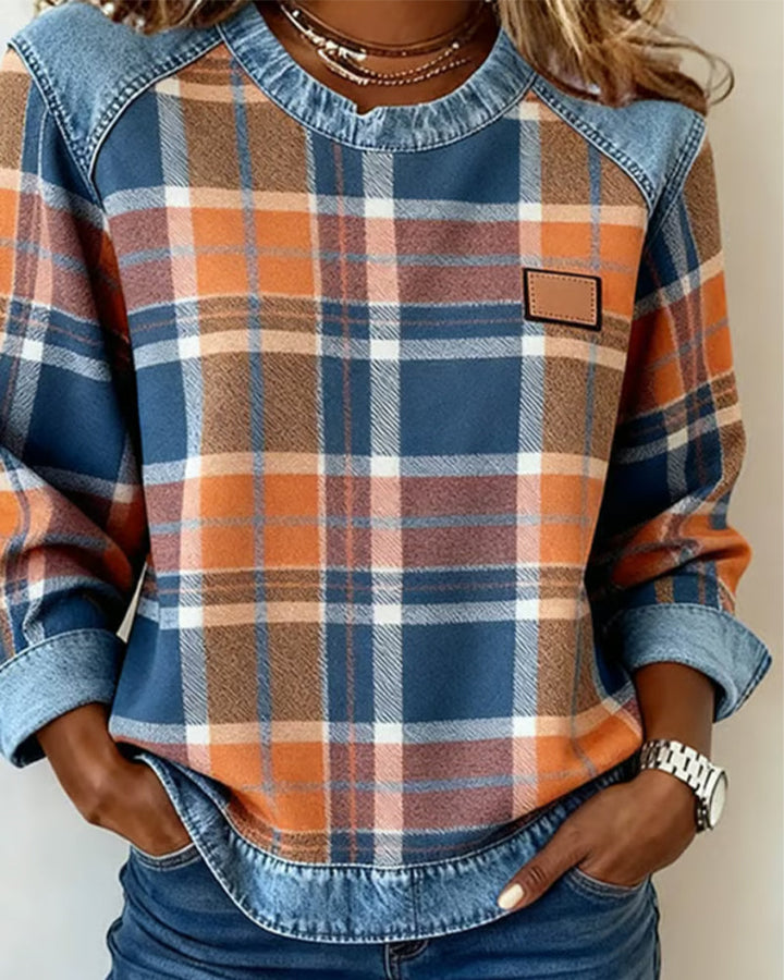 Avery - Plaid Denim Sweater