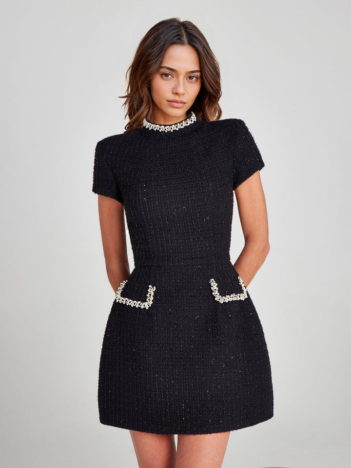 Lovie - Tweed Dress with Chain Detail