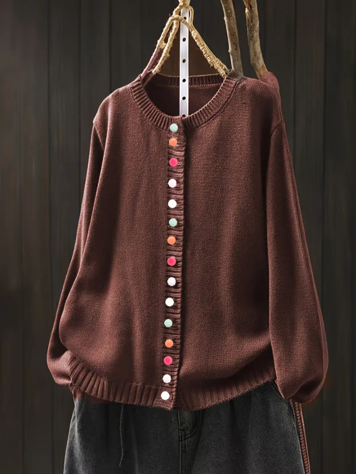Ellen - Colored Button Cardigan