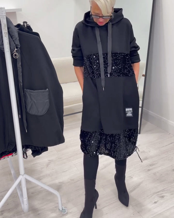 Ellis - Cozy Patchwork Hoodie Dress