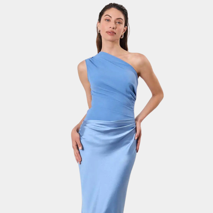 Aleida - One-Shoulder Satin Maxi Dress