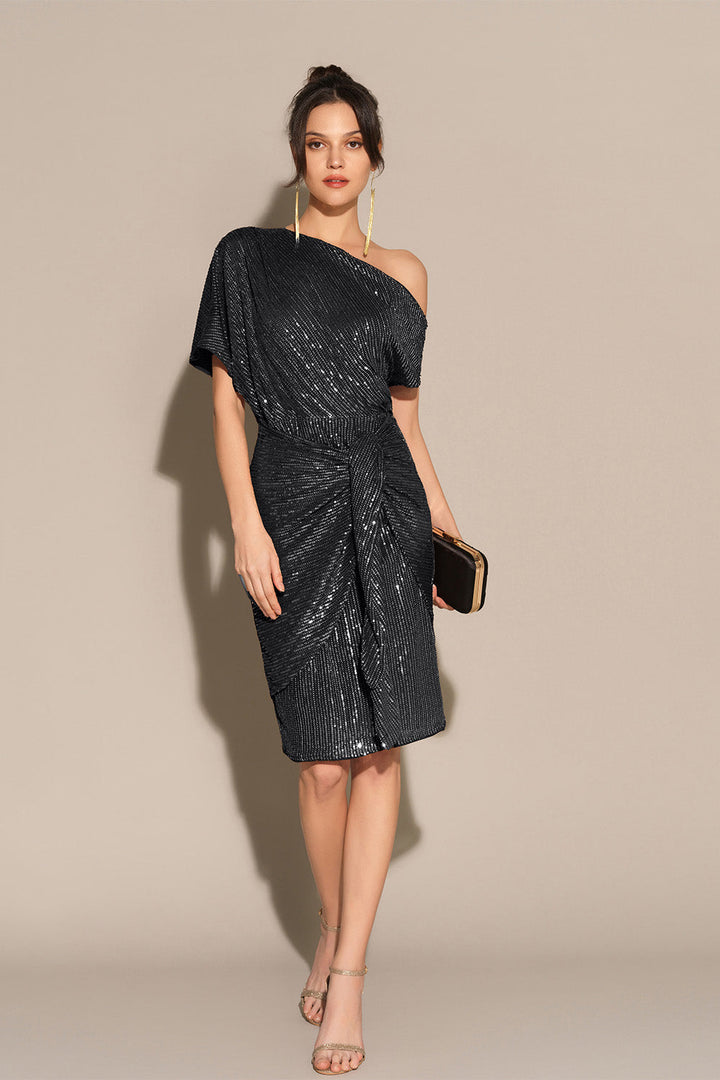 Caressa - Shimmer Asymmetrical Evening Dress
