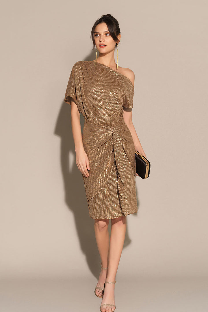 Caressa - Shimmer Asymmetrical Evening Dress