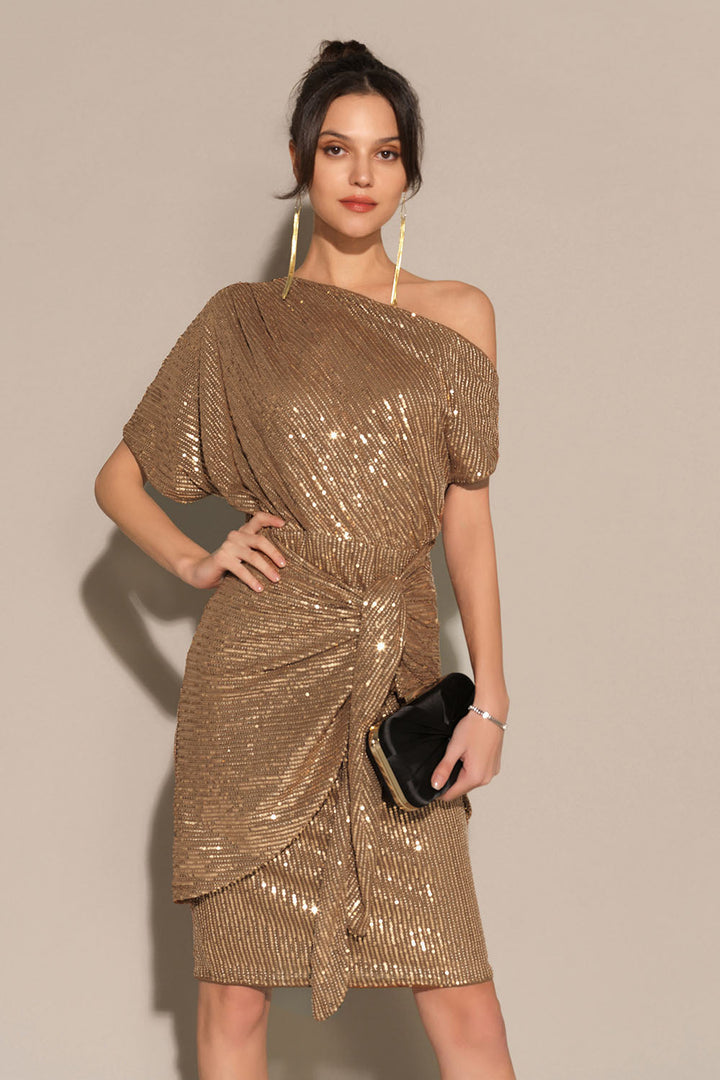 Caressa - Shimmer Asymmetrical Evening Dress