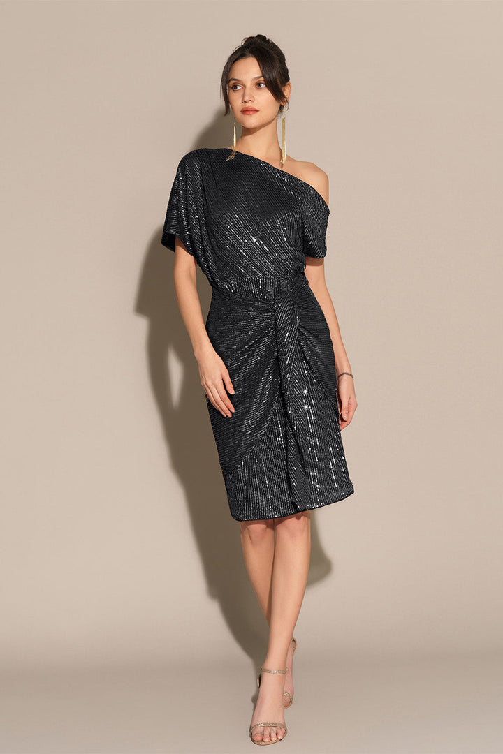 Caressa - Shimmer Asymmetrical Evening Dress
