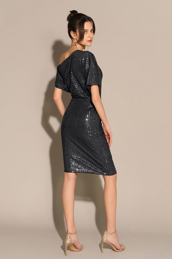 Caressa - Shimmer Asymmetrical Evening Dress