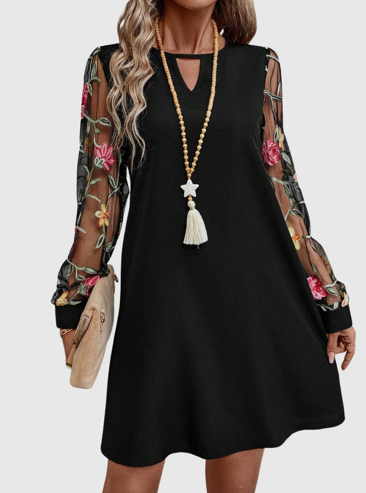 Nancy - Elegant V-Neck Dress with Striking Sleeves